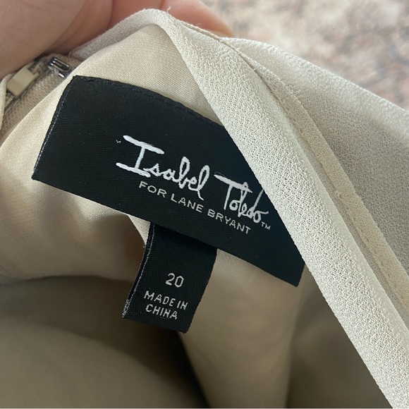 🛑SOLD Isabel Toledo for Lane Bryant Cream Linen Blend Party Sheath Dress 20 - Picture 7 of 8